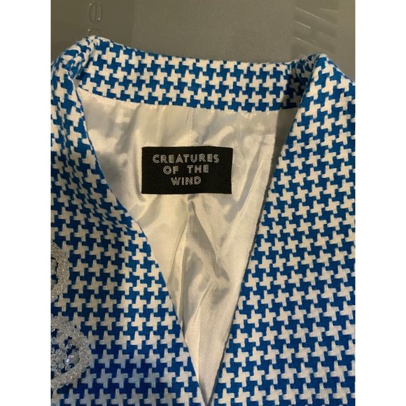 Creatures Of The Wind Jepy Blue & White Houndstooth Jacket, Size 2 - Picture 10 of 10